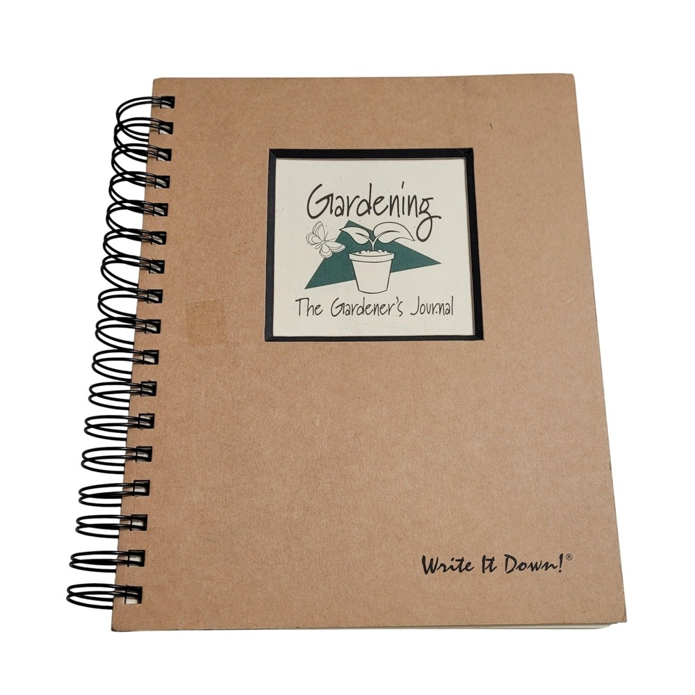 Write It Down! Gardening Journal Notebook Tan Spiral Bound 7.5x9 Guided